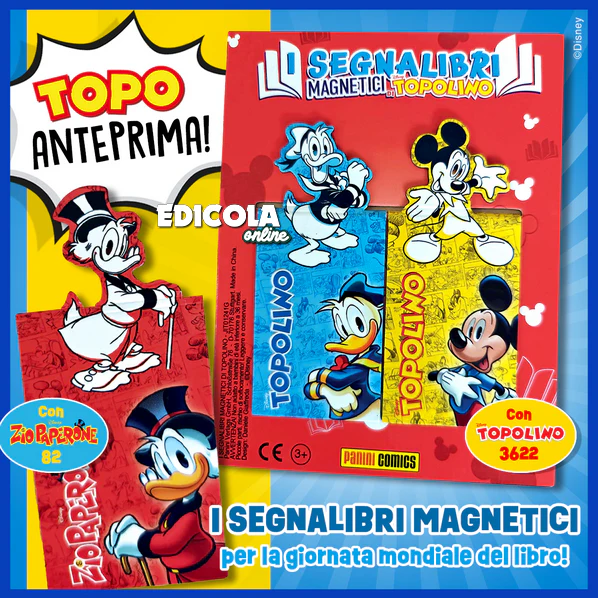 Set 3 Segnalibri Magnetici + Fumetto Topolino 3622 + Fumetto Zio Paperone 82 - immagine 2
